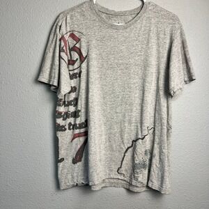Rampage Graphic T Shirt Grey Men's Size Large Print‎ Skull Dragon Y2K Grunge